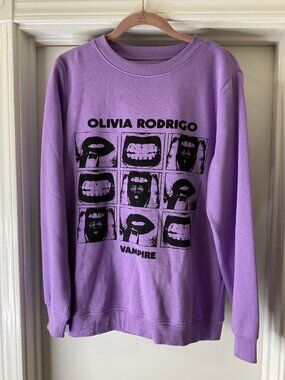 Olivia Rodrigo Women's Vampire Purple Graphic Print Sweatshirt Size M